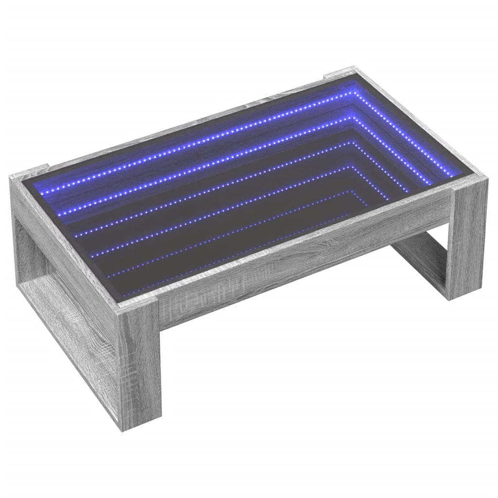 Mesa de centro luzes LED Infinity 90x50x50 cm branco