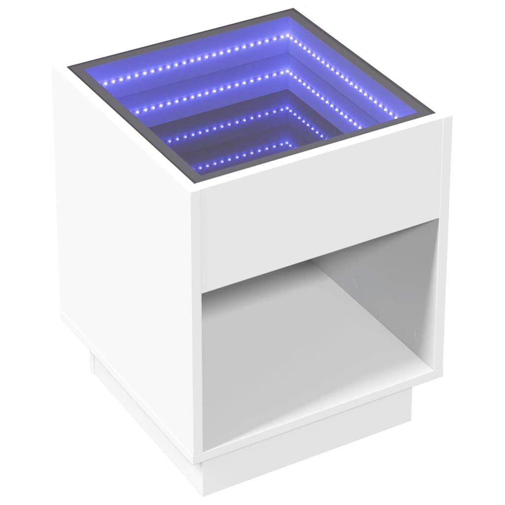 Mesa de centro luzes LED Infinity 90x50x50 cm branco