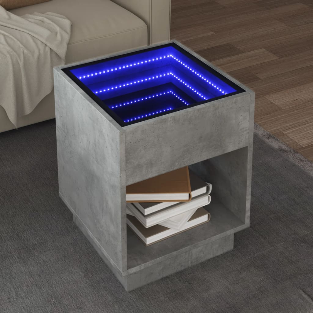 Mesa de centro luzes LED Infinity 90x50x50 cm branco