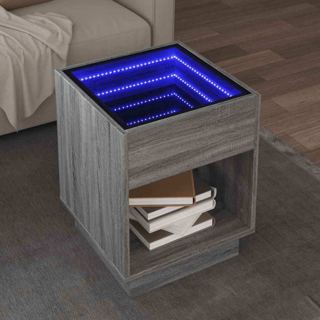 Mesa de centro luzes LED Infinity 90x50x50 cm branco