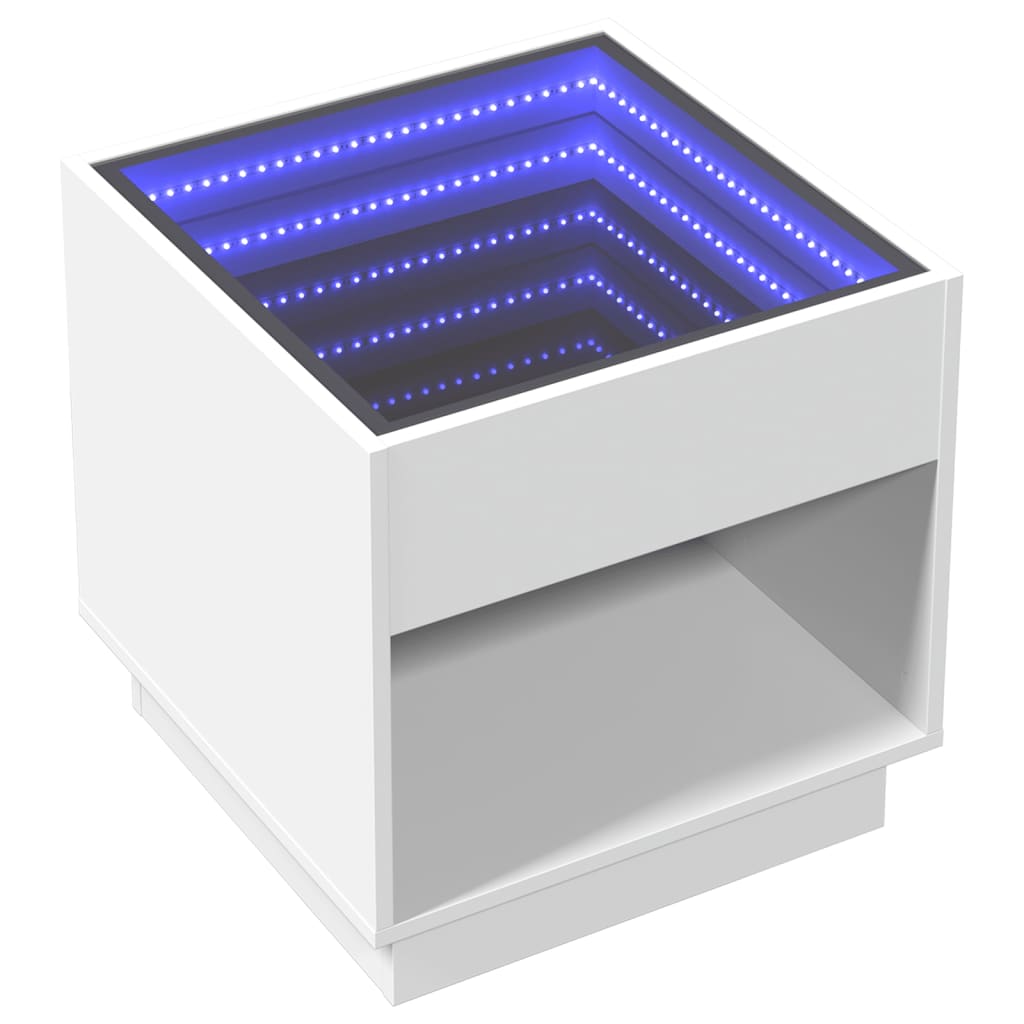 Mesa de centro luzes LED Infinity 90x50x50 cm branco