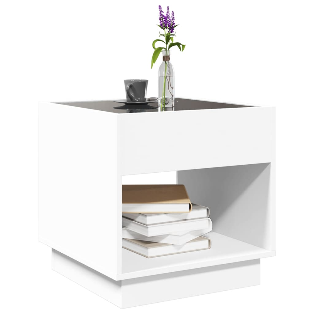 Mesa de centro luzes LED Infinity 90x50x50 cm branco