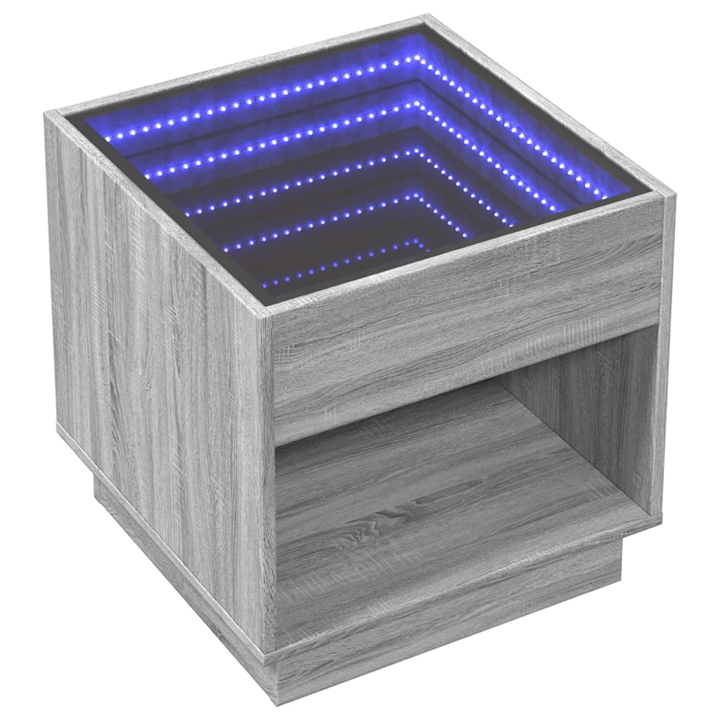 Mesa de centro luzes LED Infinity 90x50x50 cm branco