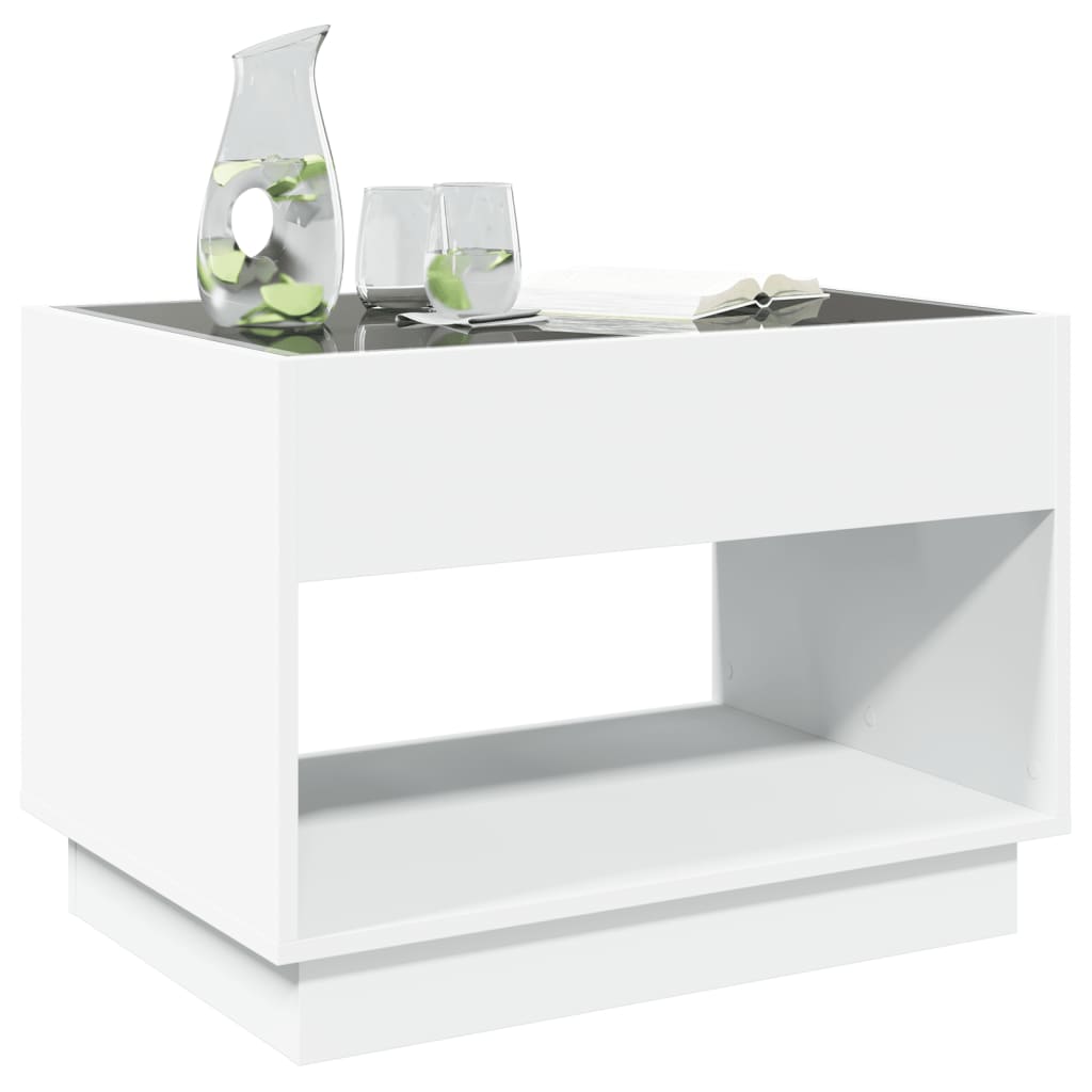 Mesa de centro luzes LED Infinity 90x50x50 cm branco