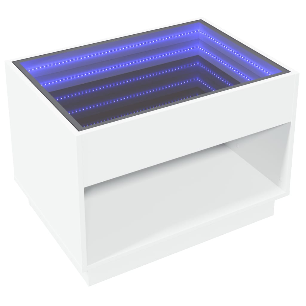 Mesa de centro luzes LED Infinity 90x50x50 cm branco