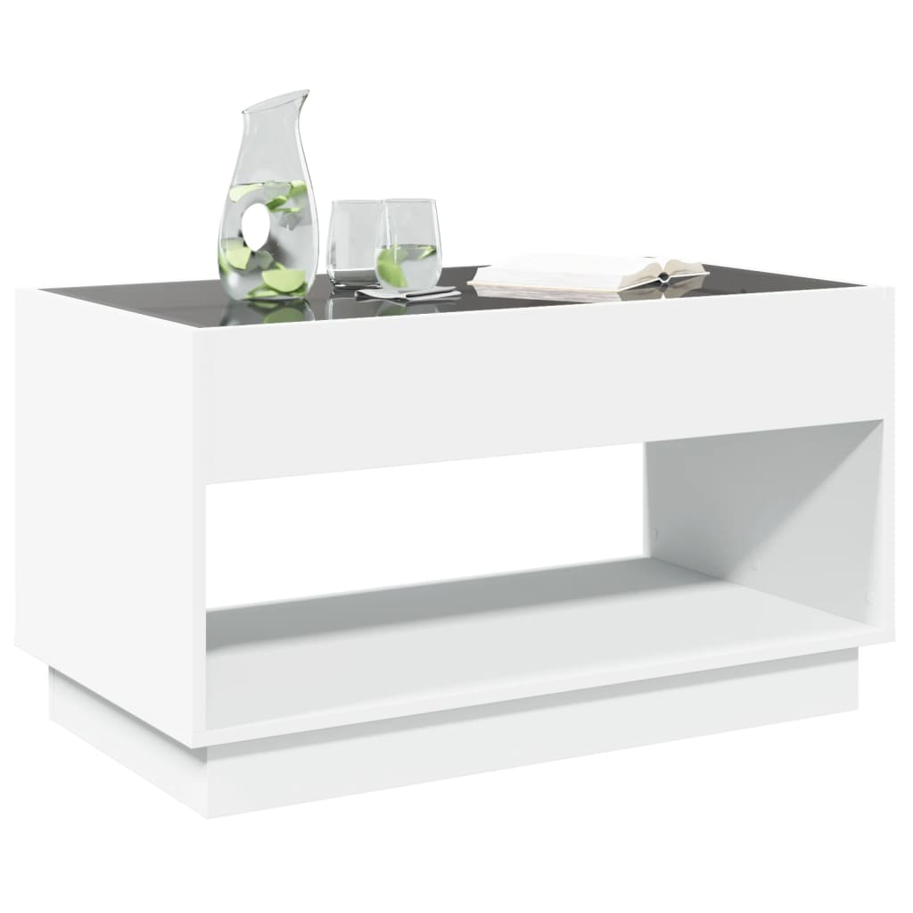 Mesa de centro luzes LED Infinity 90x50x50 cm branco