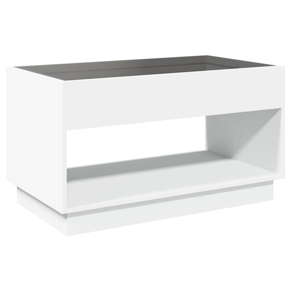 Mesa de centro luzes LED Infinity 90x50x50 cm branco