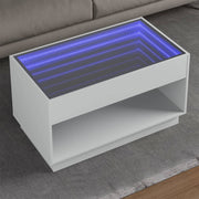 Mesa de centro luzes LED Infinity 90x50x50 cm branco