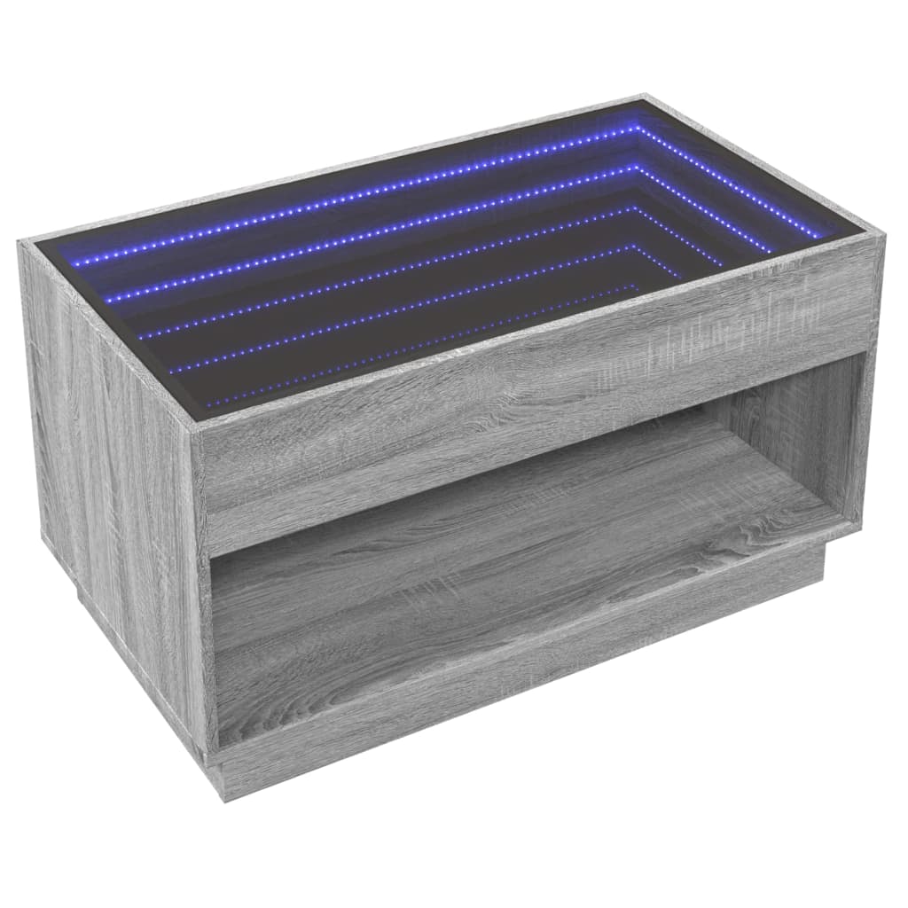 Mesa de centro luzes LED Infinity 90x50x50 cm branco