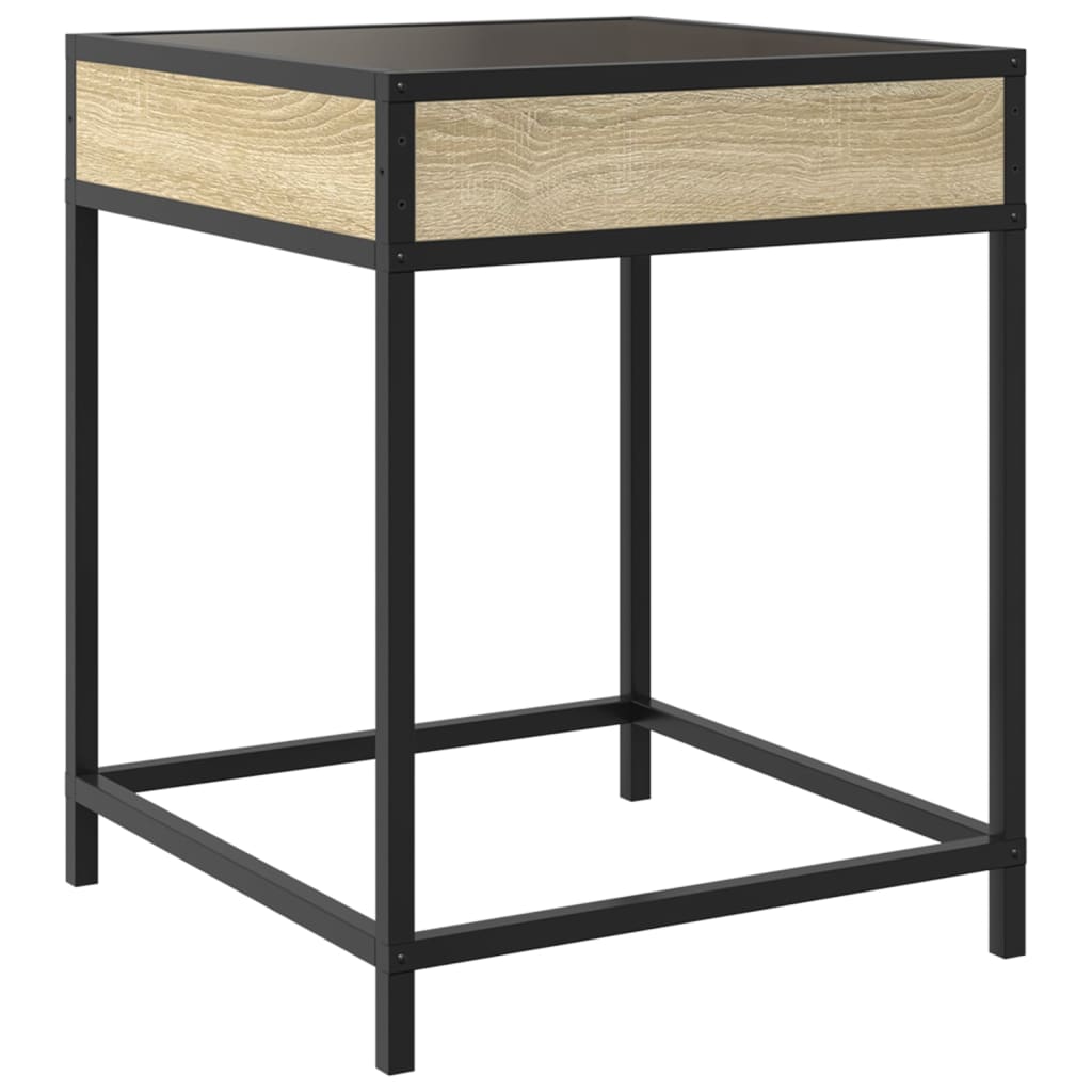 Mesa de centro luzes LED Infinity 40x40x51 cm cinzento sonoma