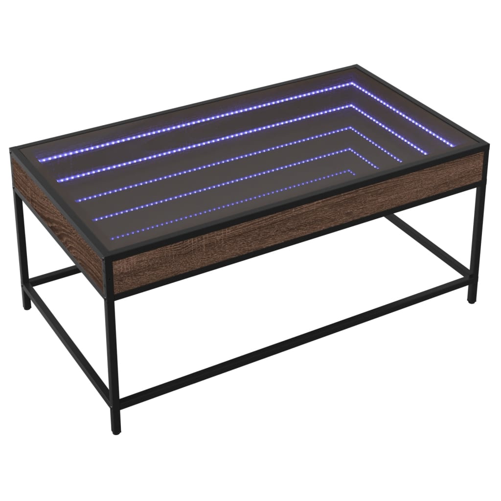 Mesa de centro luzes LED Infinity 40x40x51 cm cinzento sonoma