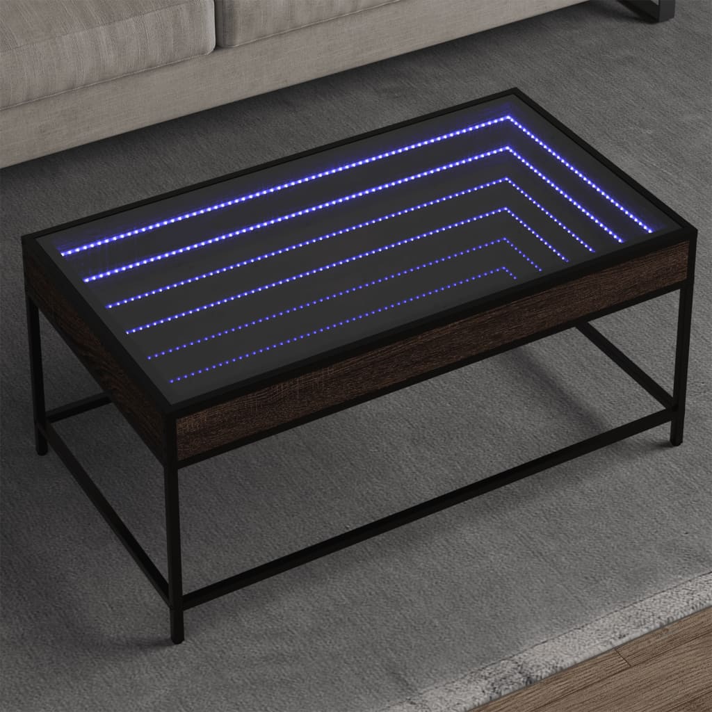 Mesa de centro luzes LED Infinity 40x40x51 cm cinzento sonoma