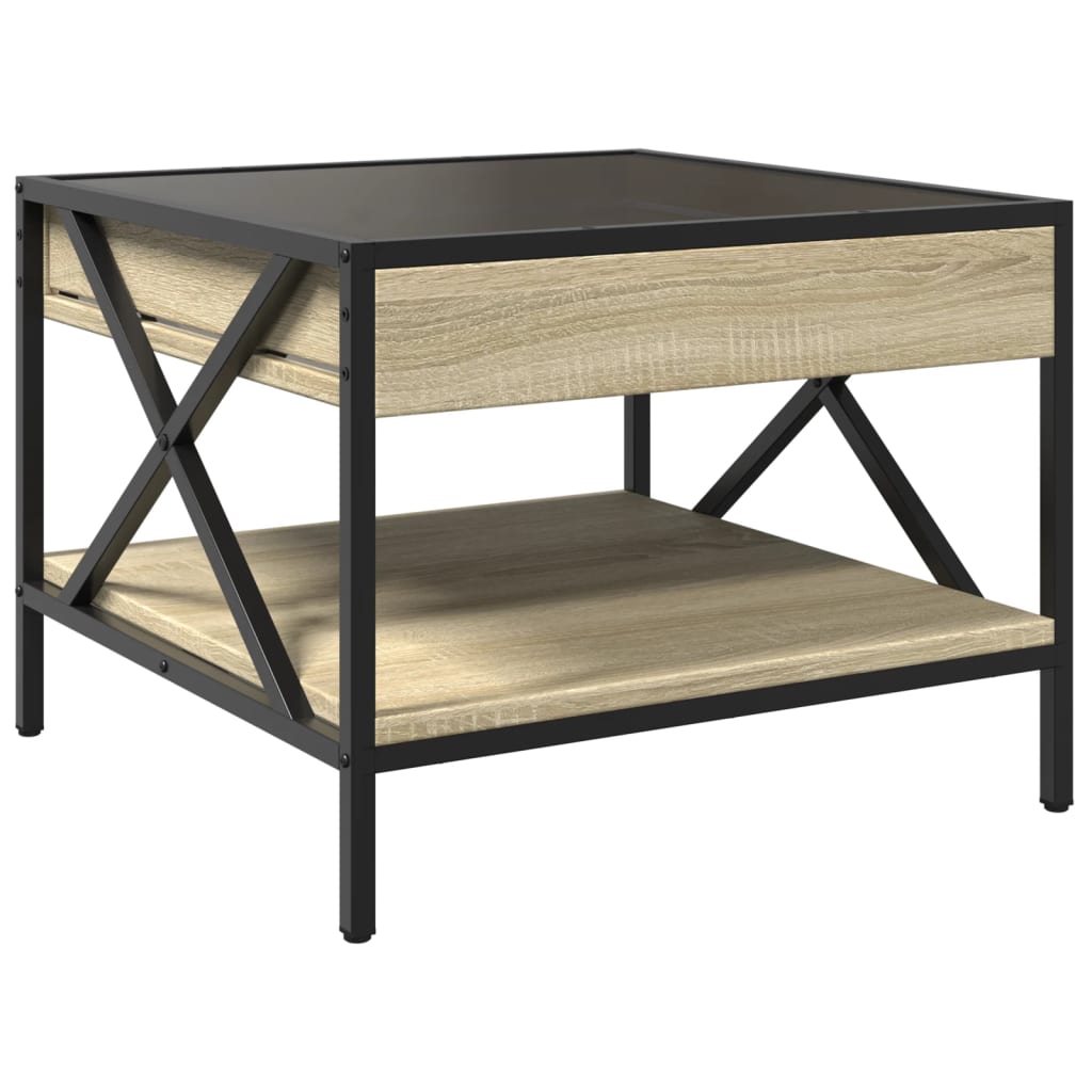 Mesa de centro luzes LED Infinity 40x40x51 cm cinzento sonoma