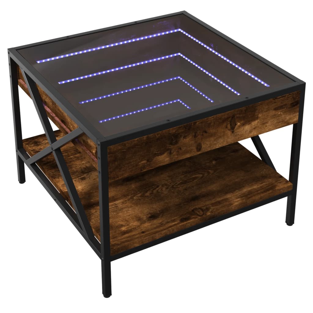 Mesa de centro luzes LED Infinity 40x40x51 cm cinzento sonoma