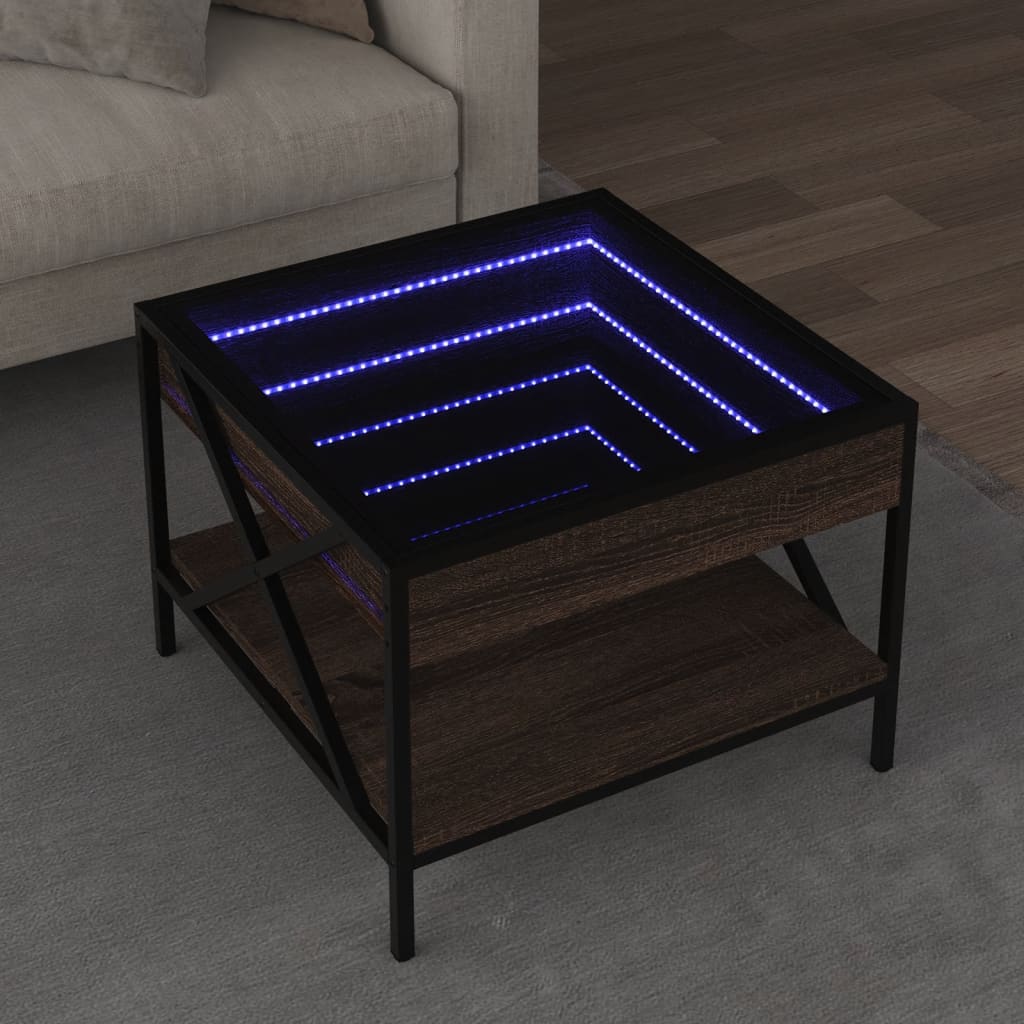 Mesa de centro luzes LED Infinity 40x40x51 cm cinzento sonoma