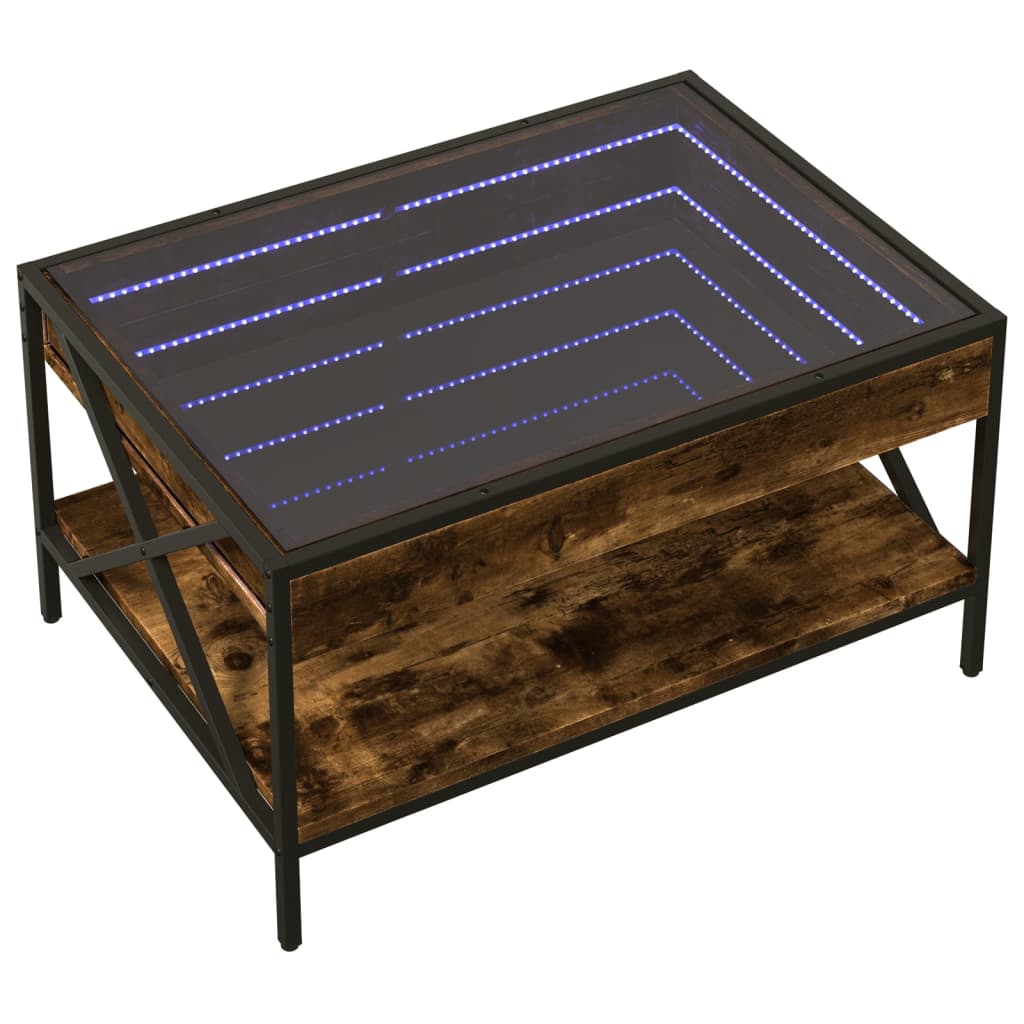 Mesa de centro luzes LED Infinity 40x40x51 cm cinzento sonoma