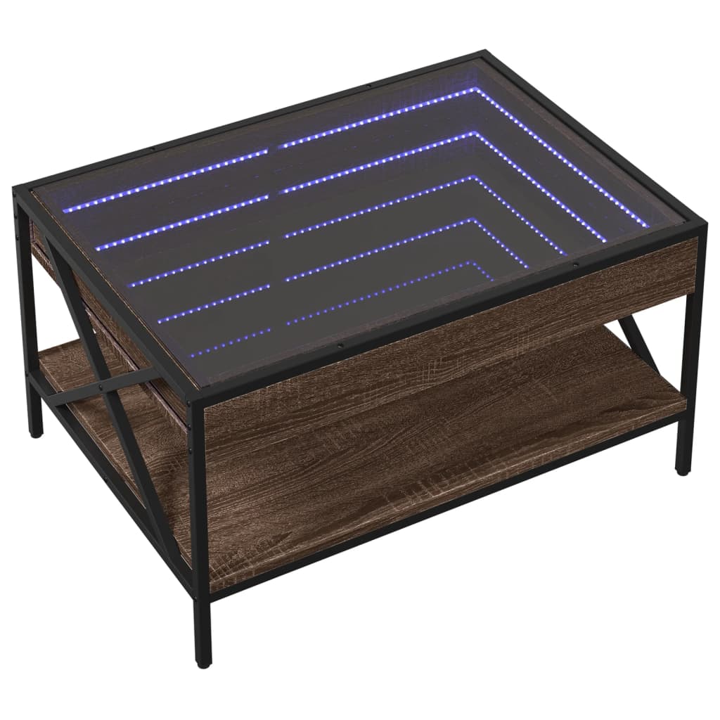 Mesa de centro luzes LED Infinity 40x40x51 cm cinzento sonoma
