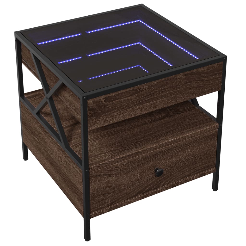 Mesa de centro luzes LED Infinity 40x40x51 cm cinzento sonoma