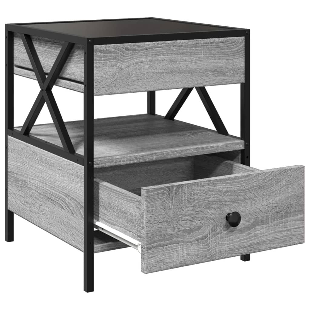 Mesa de centro luzes LED Infinity 40x40x51 cm cinzento sonoma