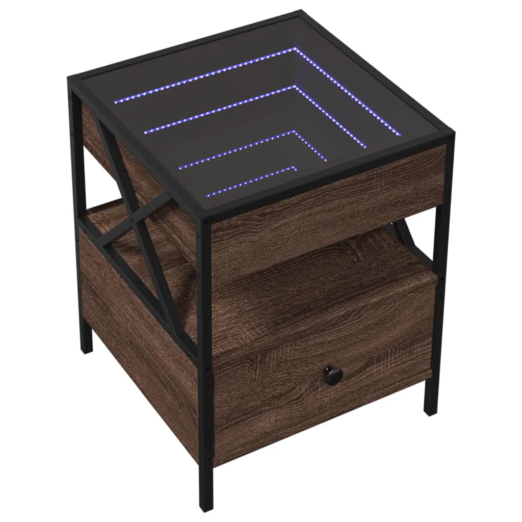 Mesa de centro luzes LED Infinity 40x40x51 cm cinzento sonoma