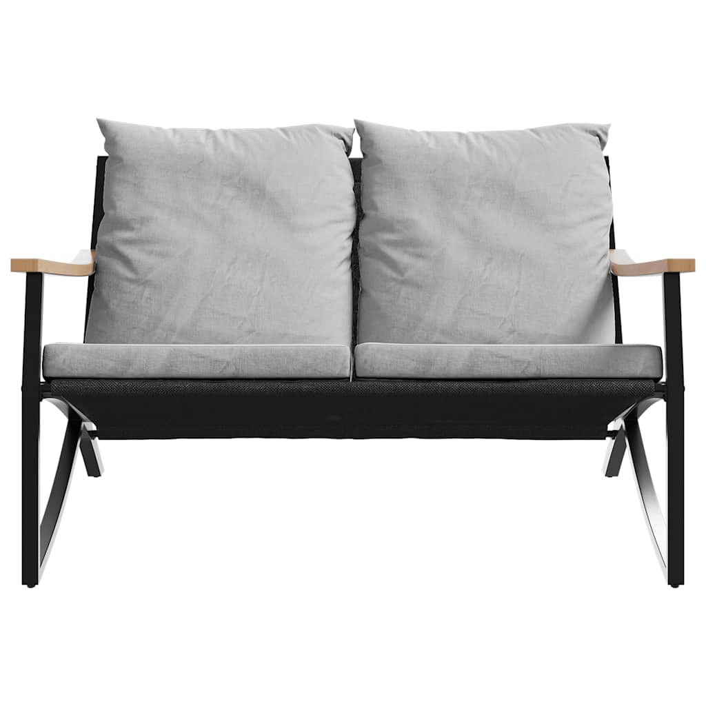 5 pcs conjunto mobiliário de varanda com almofadões aço preto