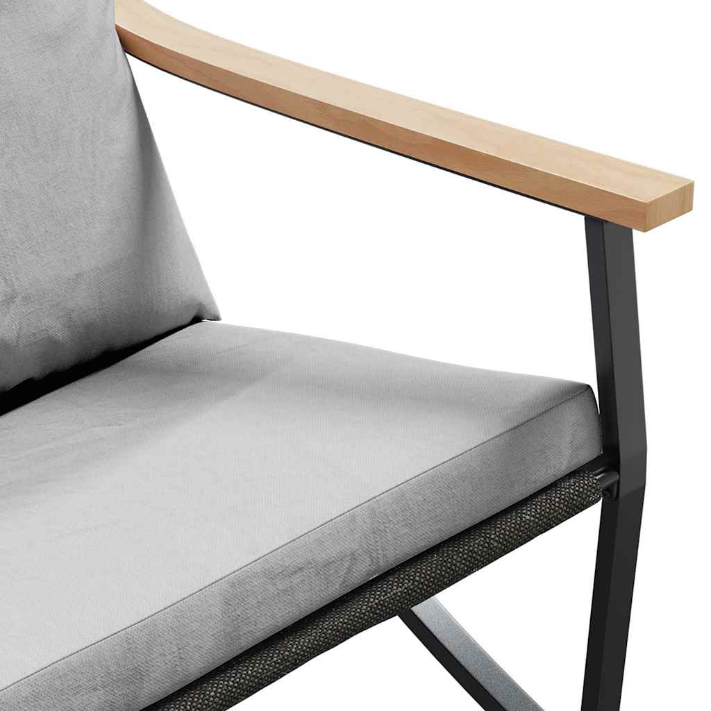 5 pcs conjunto mobiliário de varanda com almofadões aço preto