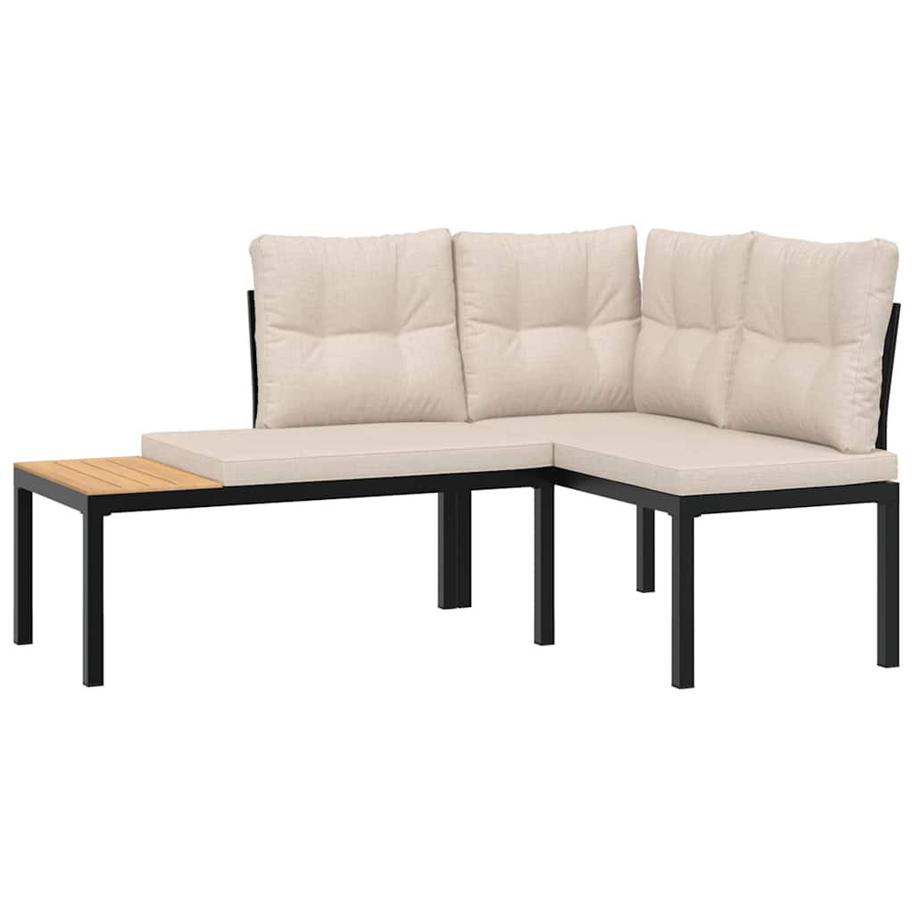 Bancos de jardim com almofadões 4 pcs aço revestido a pó preto