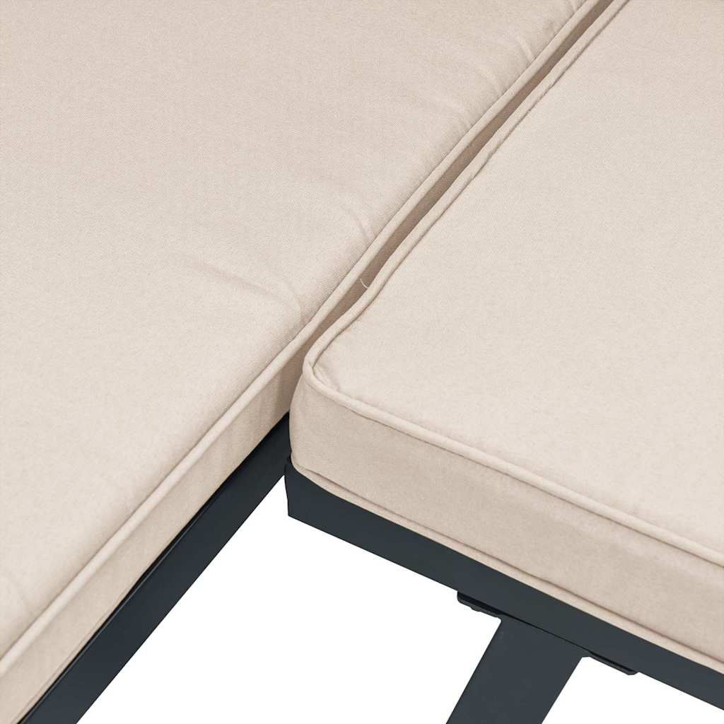 6 pcs sofás de jardim com almofadões aço revestido a pó preto