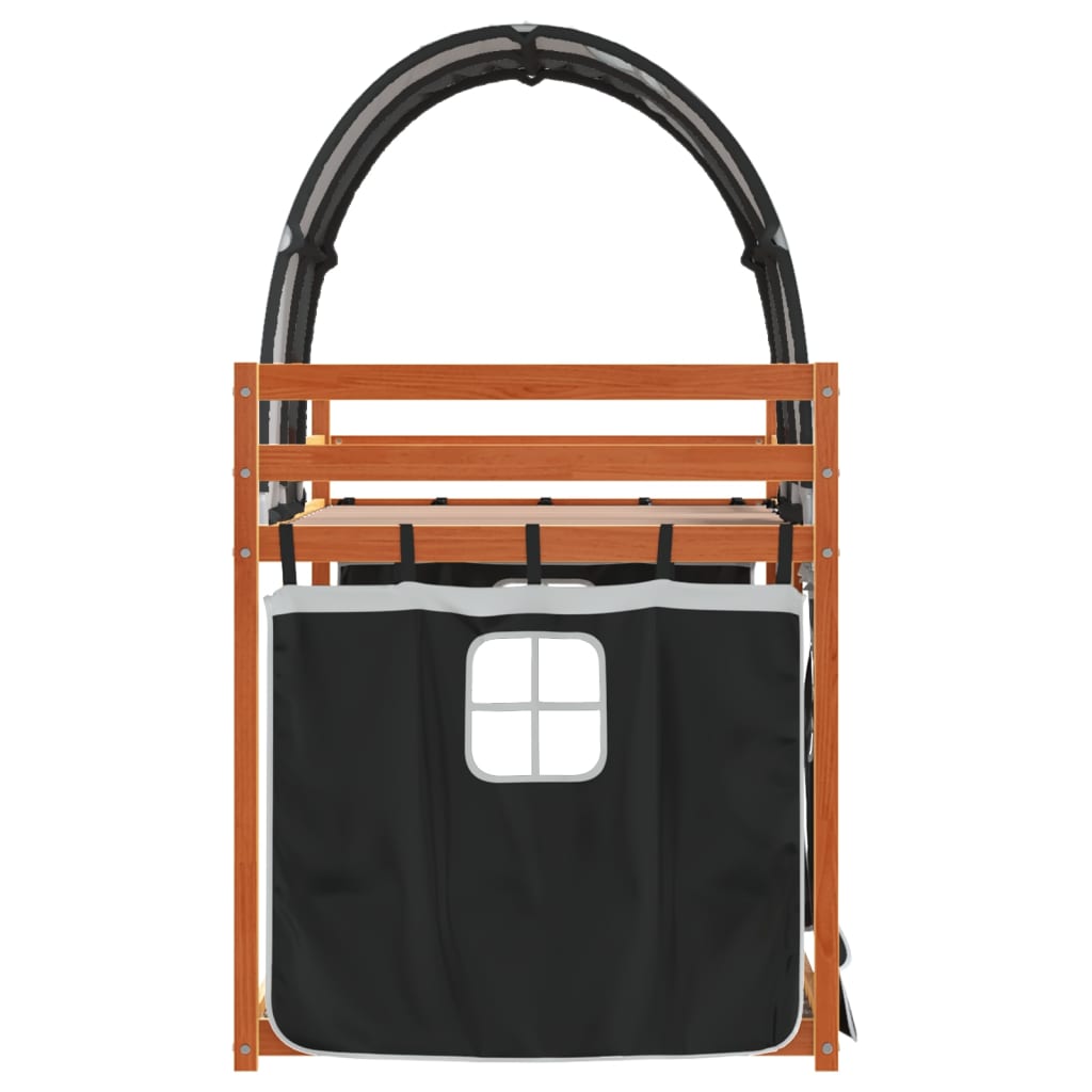 Beliche com cortinas 75x190 cm pinho maciço branco e preto