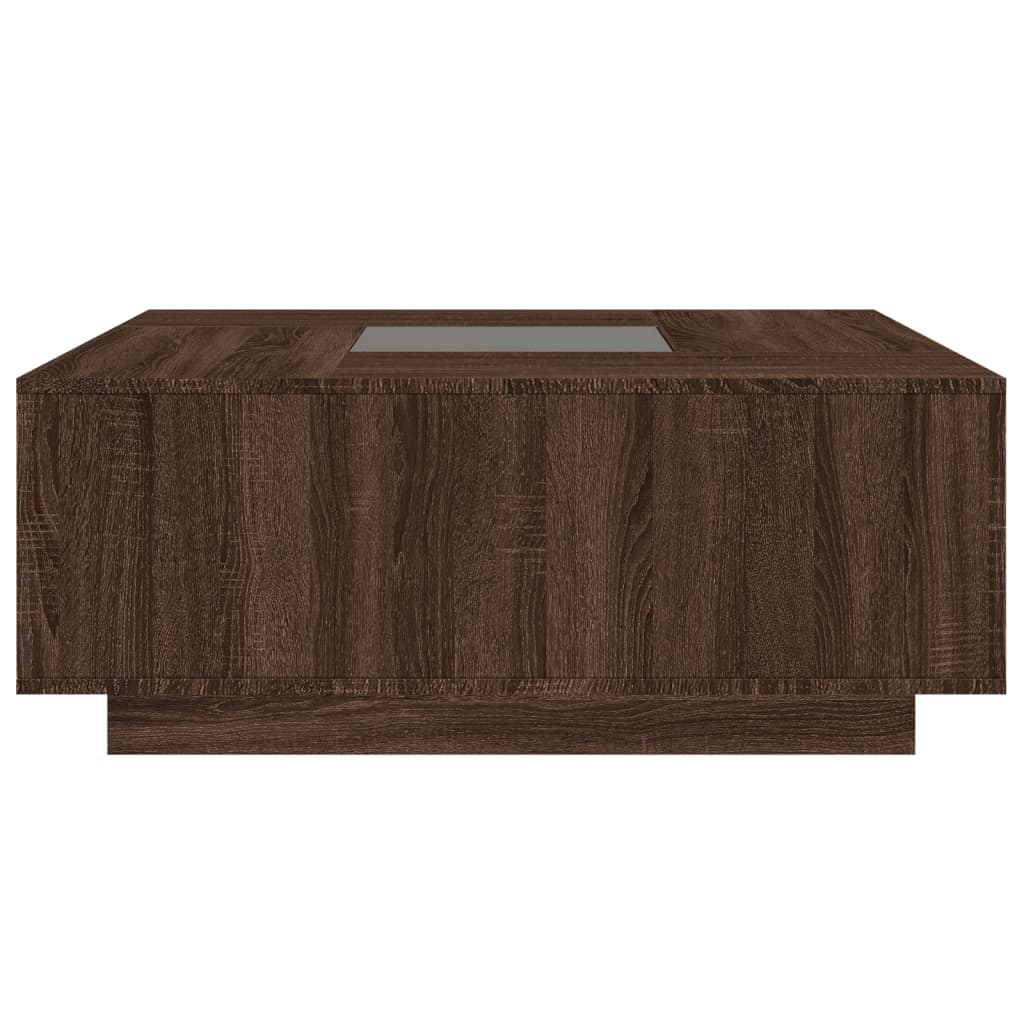 Mesa centro luzes LED Infinity 100x100x40 cm carvalho castanho