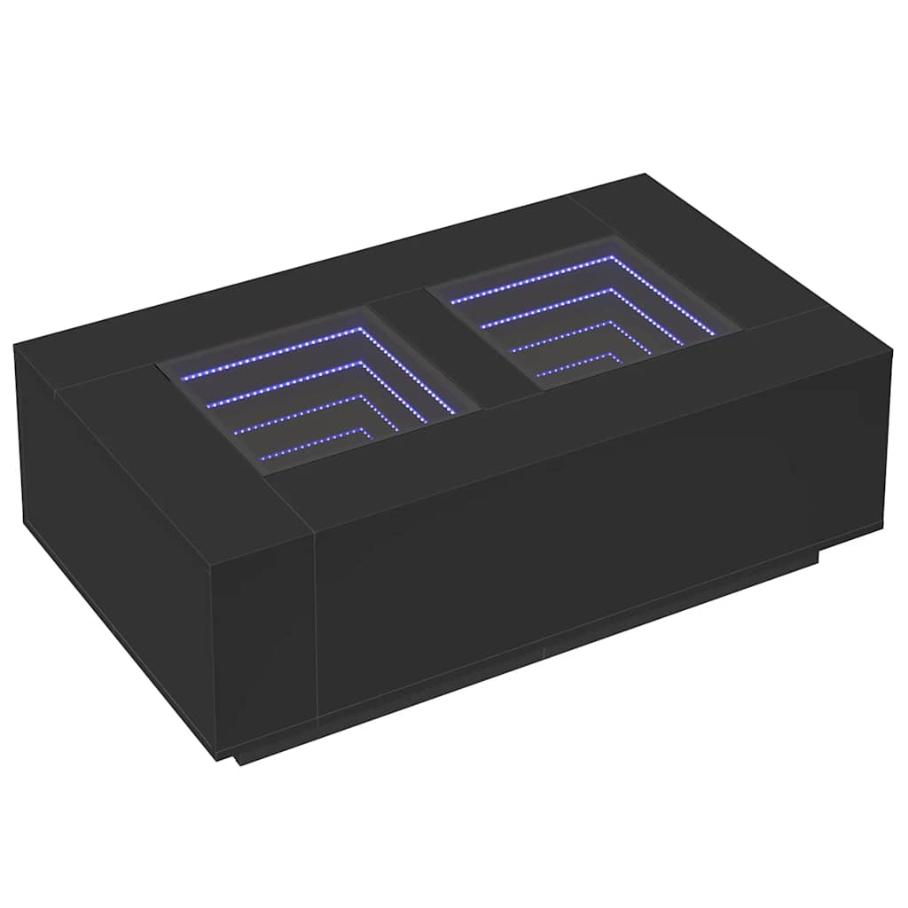 Mesa de centro luzes LED Infinity 116x69x40 cm preto