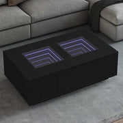 Mesa de centro luzes LED Infinity 116x69x40 cm preto