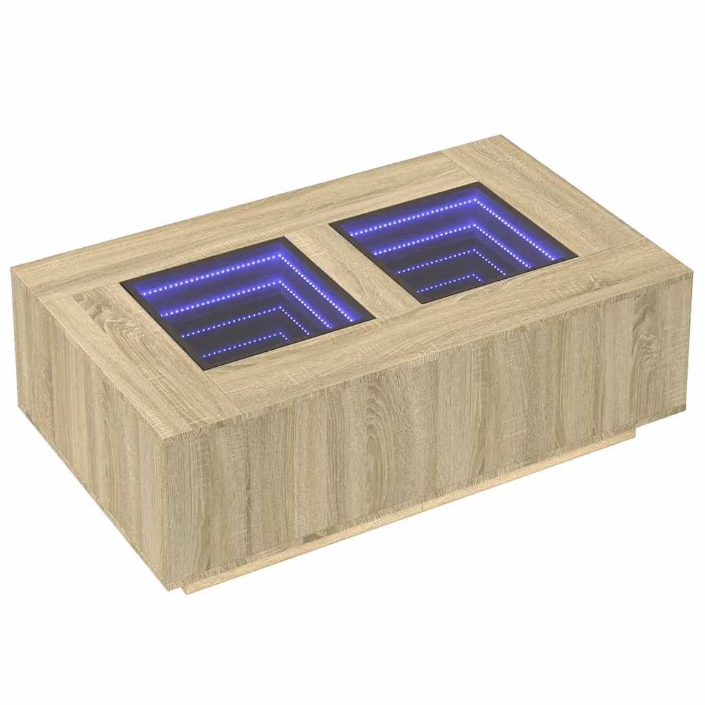 Mesa de centro luzes LED Infinity 116x69x40 cm carvalho sonoma