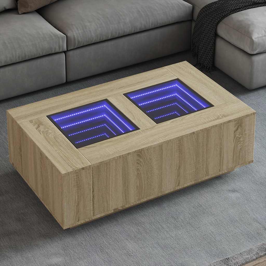 Mesa de centro luzes LED Infinity 116x69x40 cm carvalho sonoma