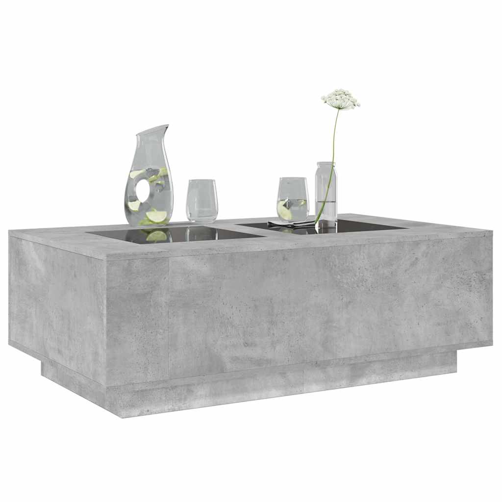 Mesa de centro luzes LED Infinity 116x69x40 cm cinzento cimento