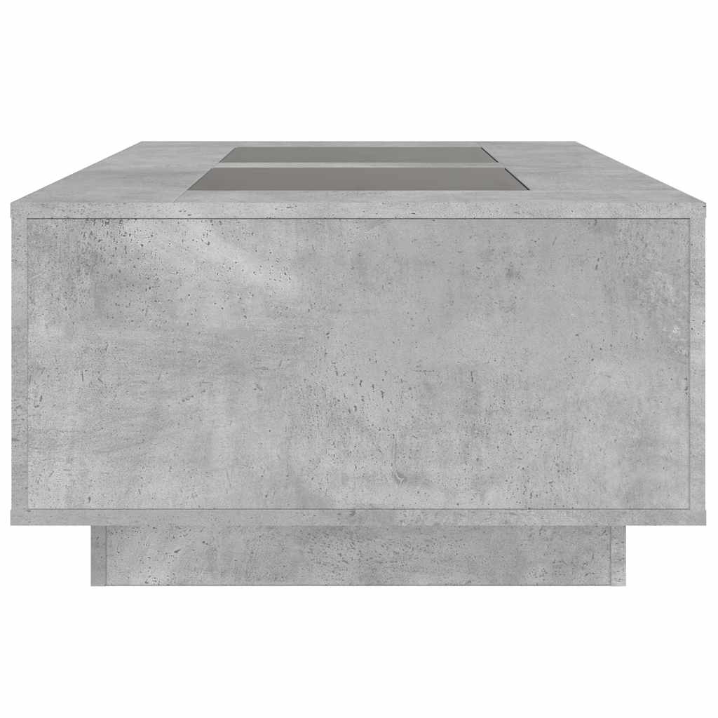 Mesa de centro luzes LED Infinity 116x69x40 cm cinzento cimento