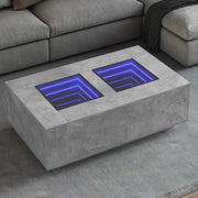 Mesa de centro luzes LED Infinity 116x69x40 cm cinzento cimento