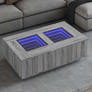 Mesa de centro luzes LED Infinity 116x69x40 cm cinzento sonoma