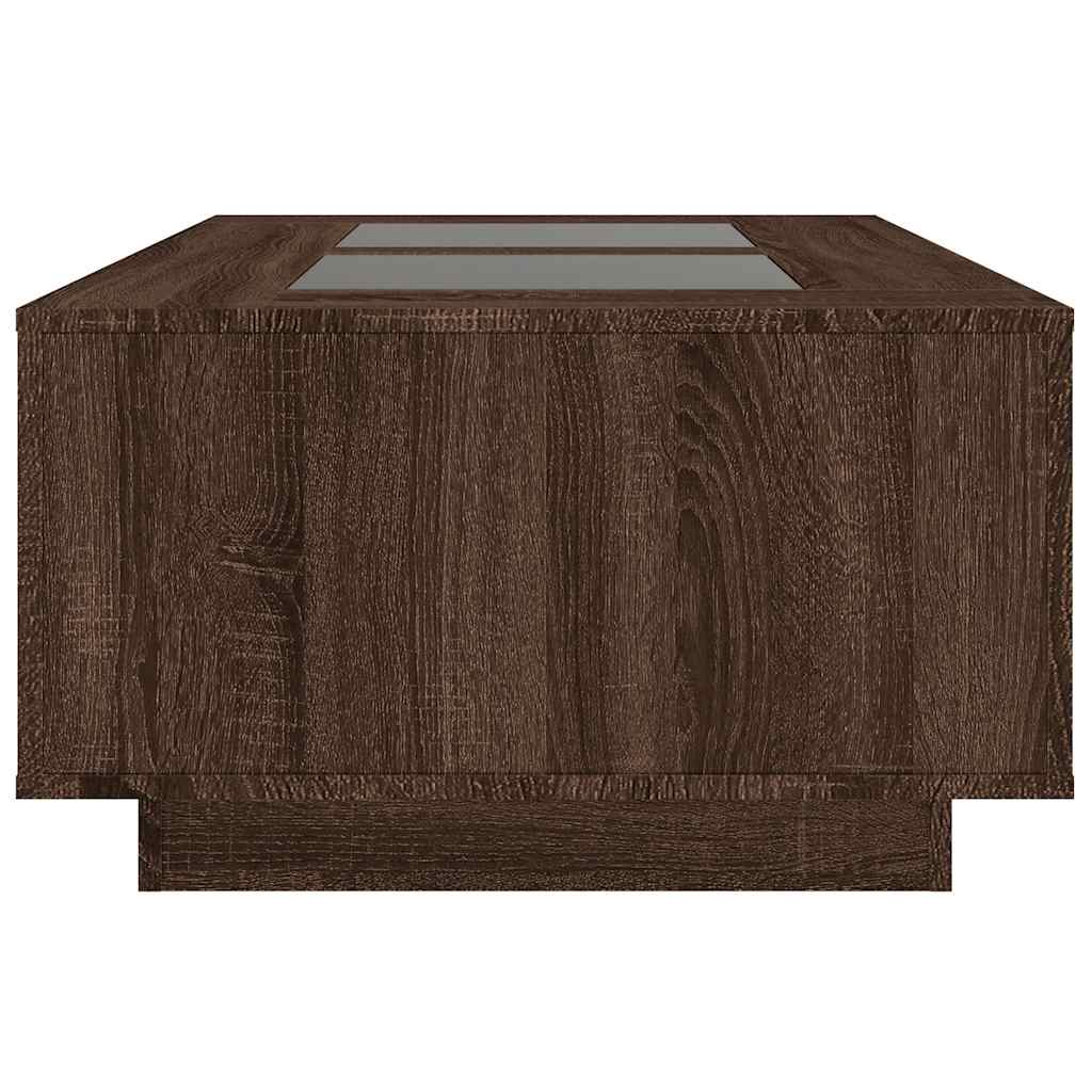 Mesa centro luzes LED Infinity 116x69x40 cm carvalho castanho