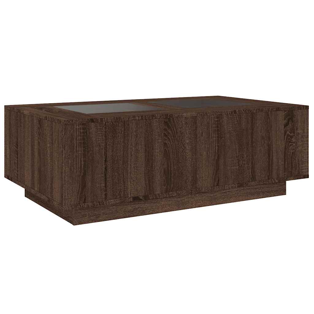 Mesa centro luzes LED Infinity 116x69x40 cm carvalho castanho
