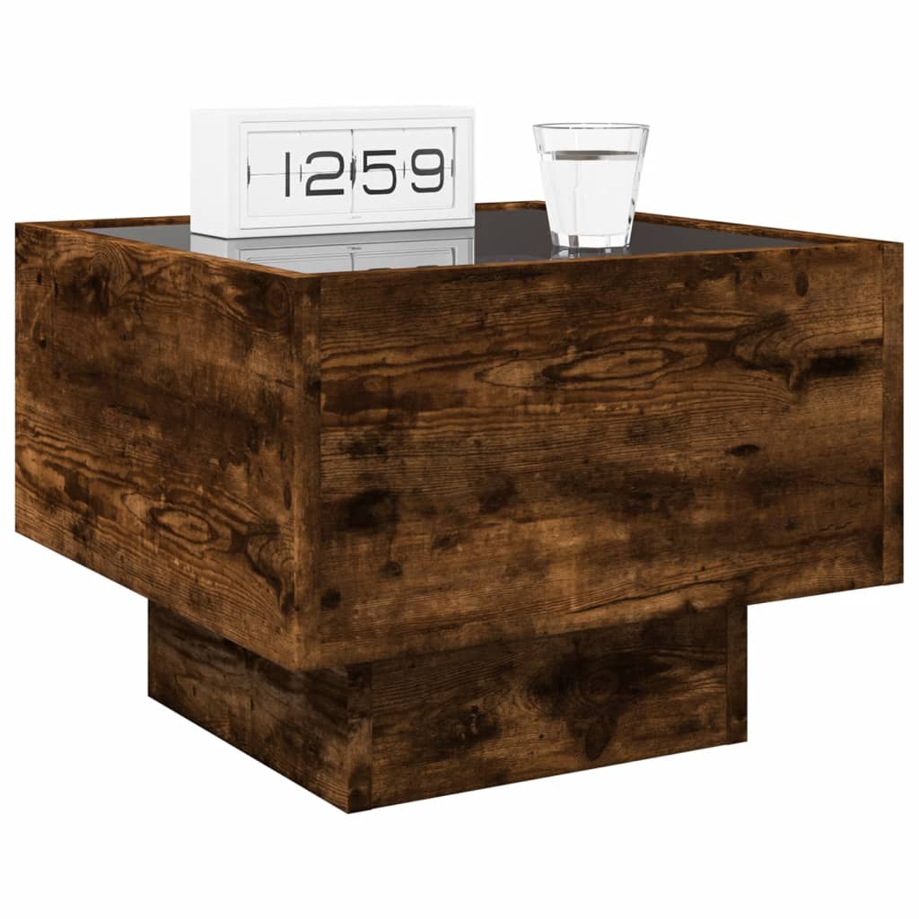 Mesa de cabeceira c/ LED Infinity 40x40x30 cm carvalho fumado