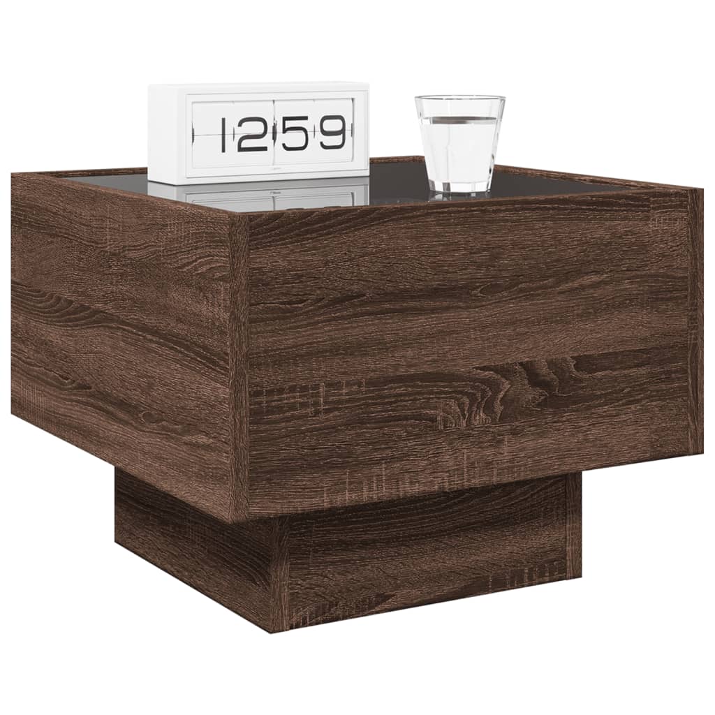 Mesa de cabeceira c/ LED Infinity 40x40x30 cm carvalho castanho
