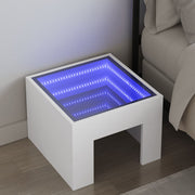 Mesa de cabeceira com luzes LED Infinity 40x40x30 cm branco