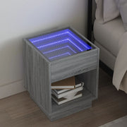 Mesa de cabeceira c/ LED Infinity 40x40x50 cm cinzento sonoma