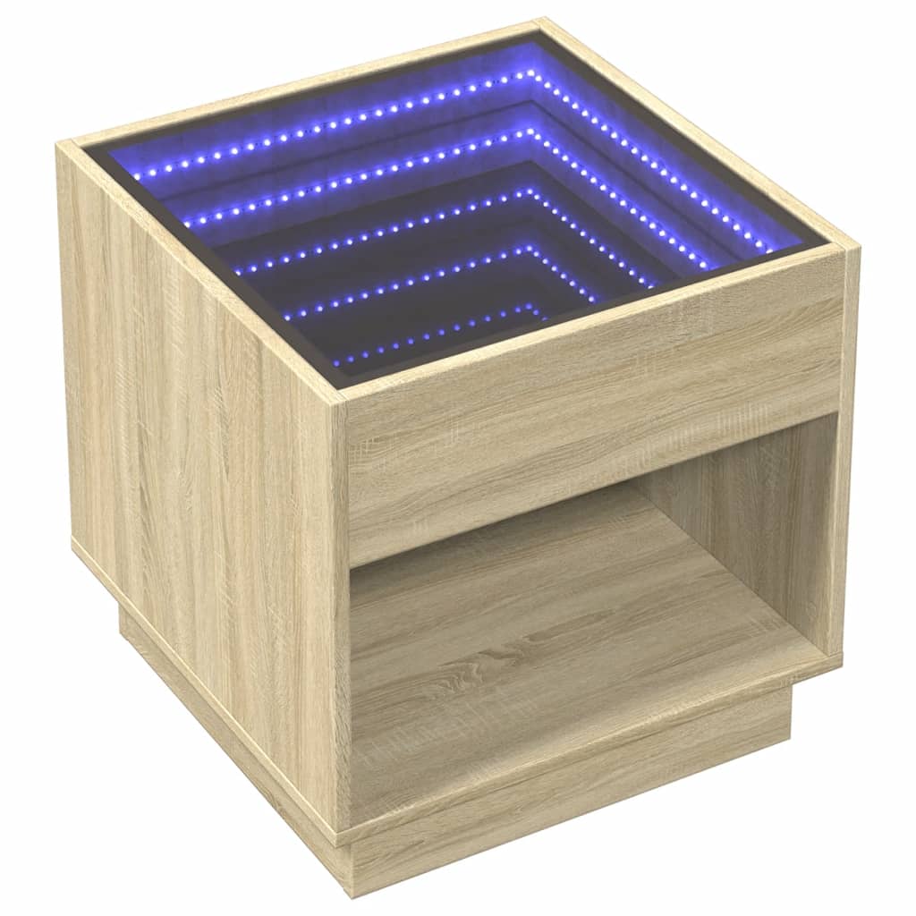 Mesa de cabeceira c/ LED Infinity 50x50x50 cm carvalho sonoma