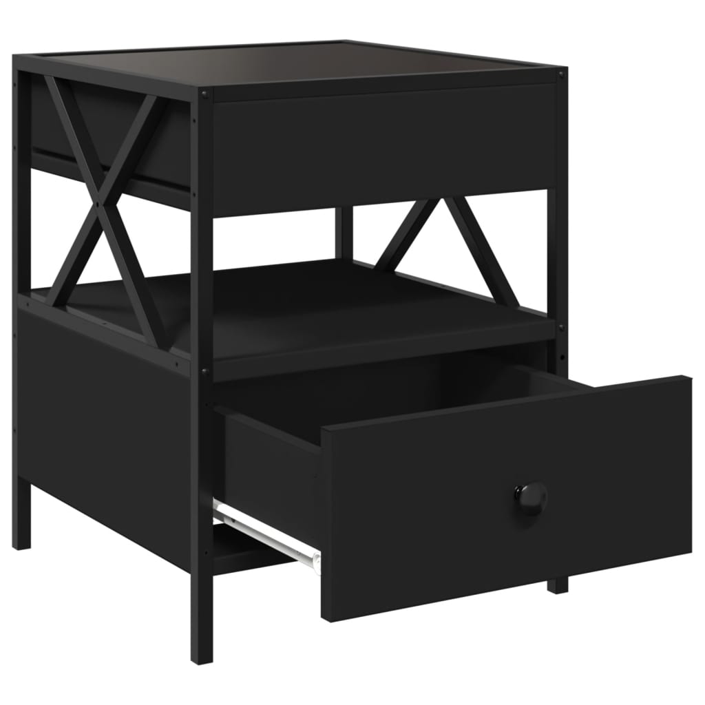 Mesa de cabeceira com luzes LED Infinity 40x40x51 cm preto