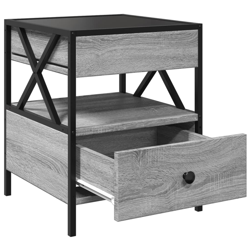 Mesa de cabeceira c/ LED Infinity 40x40x51 cm cinzento sonoma