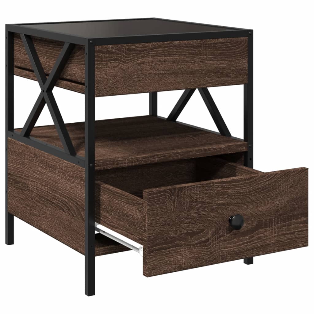 Mesa de cabeceira c/ LED Infinity 40x40x51 cm carvalho castanho