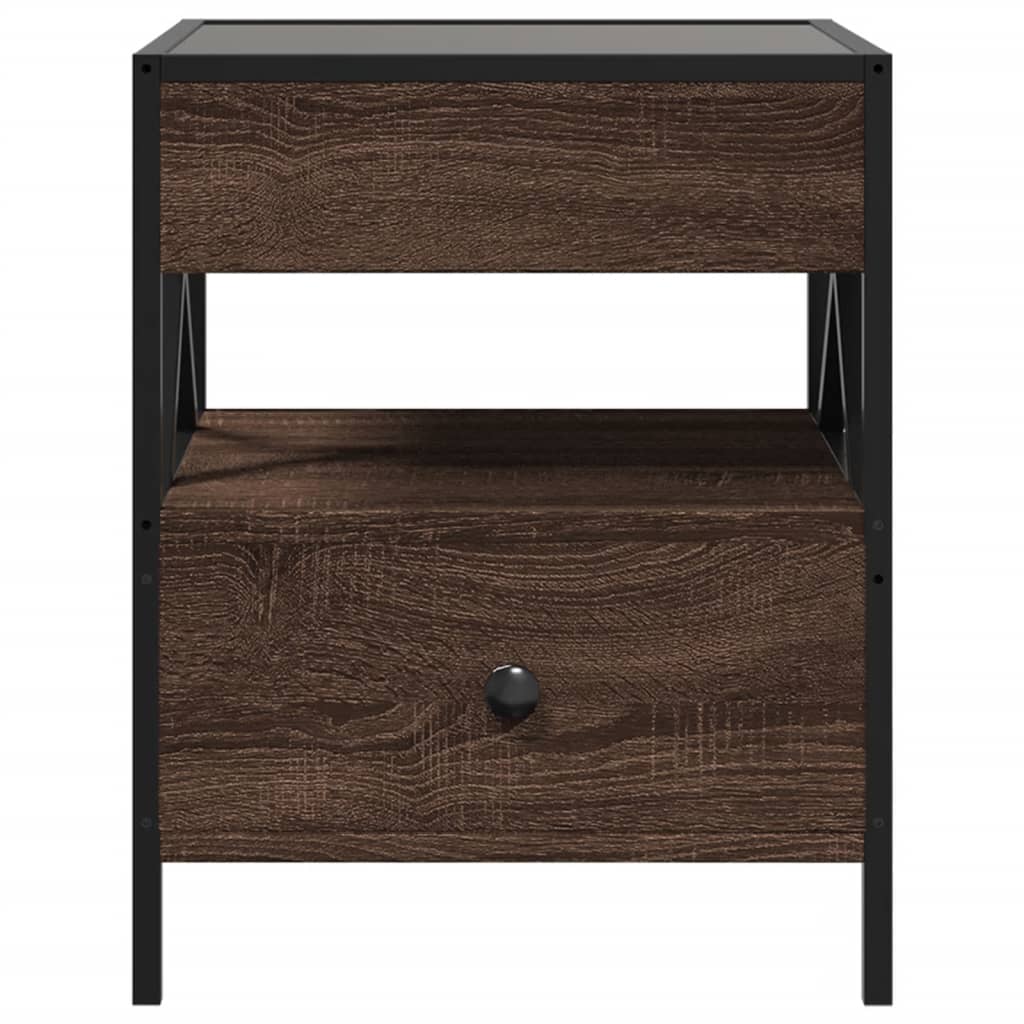 Mesa de cabeceira c/ LED Infinity 40x40x51 cm carvalho castanho