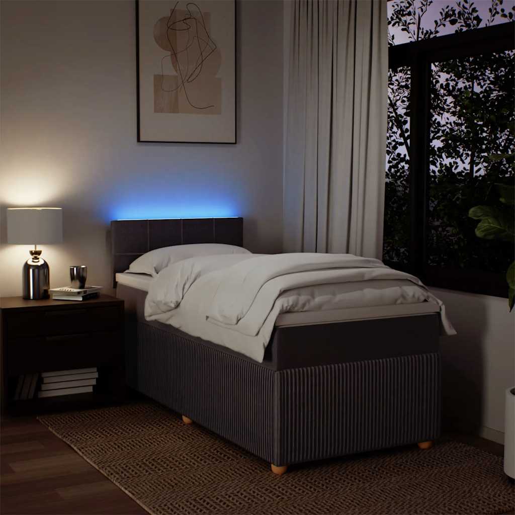 Cama com molas/colchão 80x200 cm tecido castanho-escuro